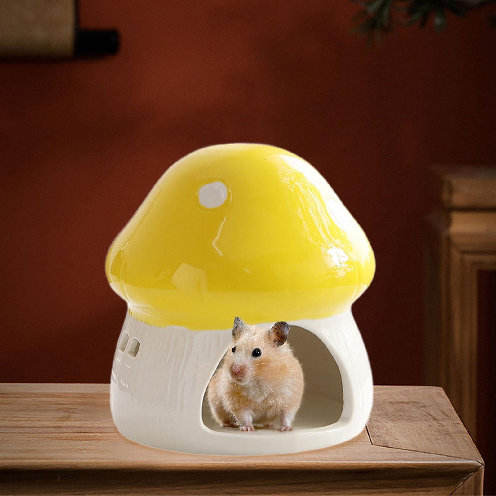 Bvdfgk Ceramic Hamster House Cave Creative Indoor Hideaway House Guinea Pig Hideout for Yellow