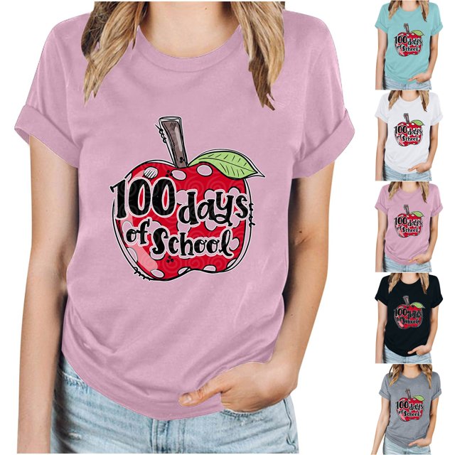 Fiudx Ofertas Del Día Tops con Estampado de Moda para Mujer, Blusa de Manga Corta, Camisetas Divertidas con Cuello Redondo
