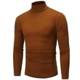 thumbnail image 2 of Men's Casual Slim Fit Tops Turtleneck Long Seelve Shirt (Coffee XL), 2 of 6