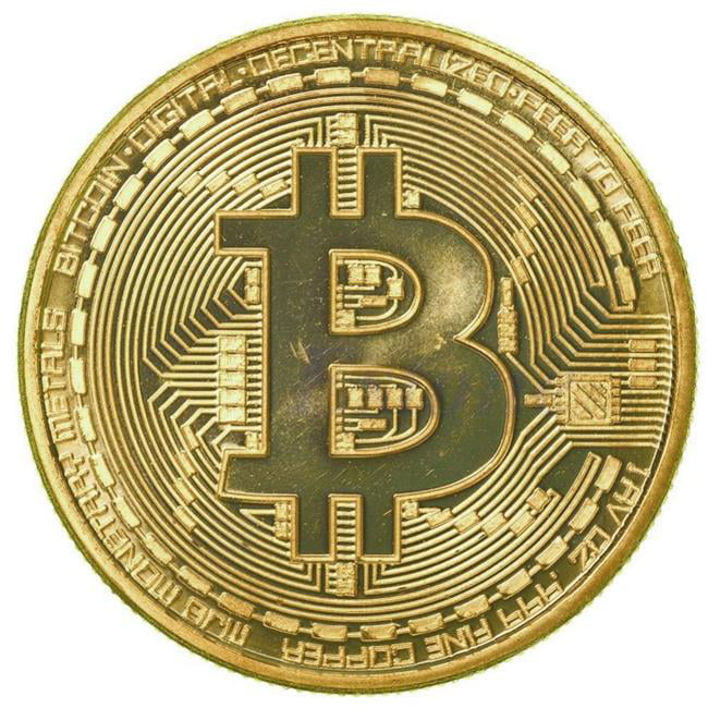 Bitcoin Gold Plated Physical Commemorative Bitcoin In Protective Acrylic Case 