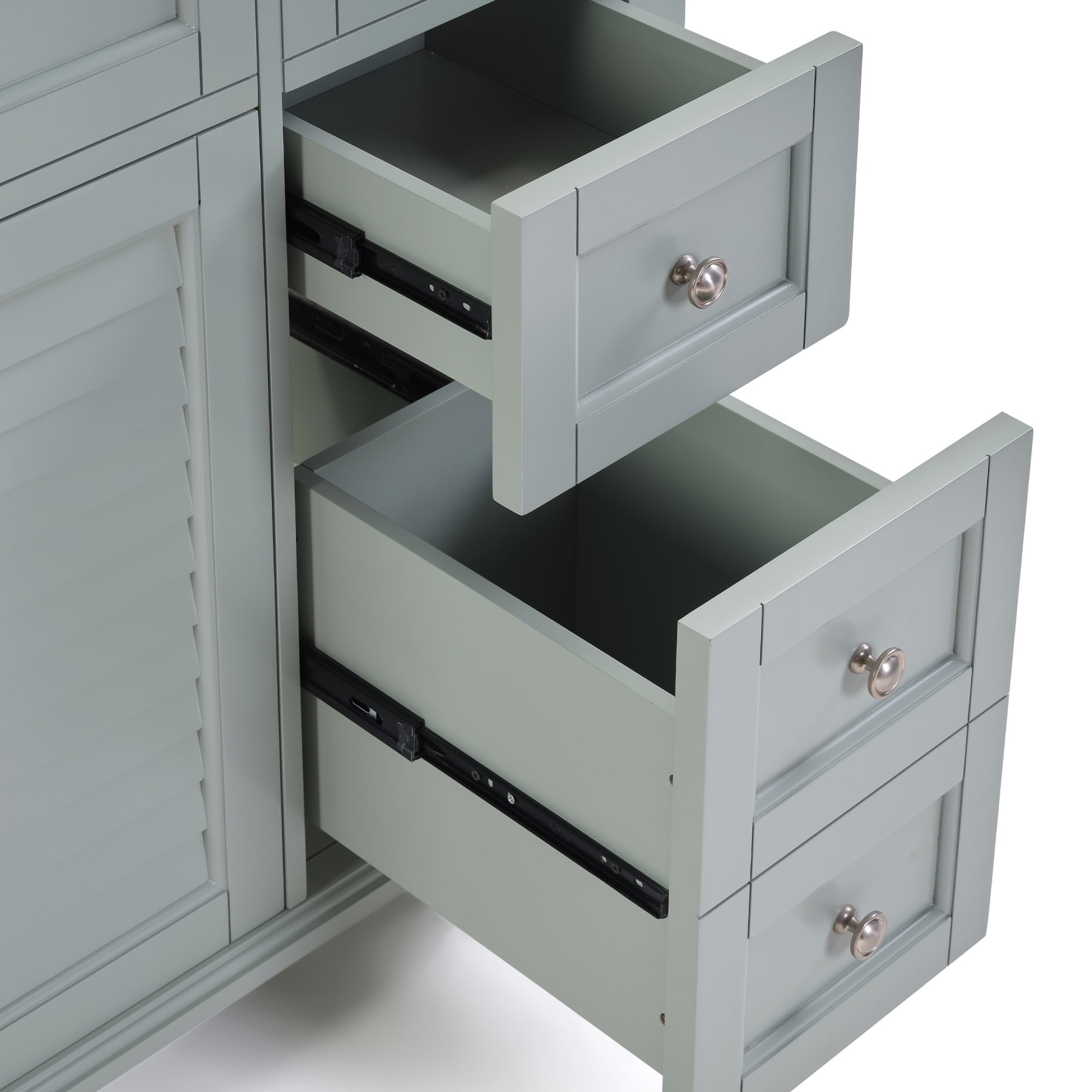 36" Bathroom Vanity with Ceramic Undermount Sink, Modern Simple Vanity Cabinet with Drawers & Doors, Solid Wood MDF Frame Bathroom Storage Cabinet with Combo Sink and Countertop, Blue Grey