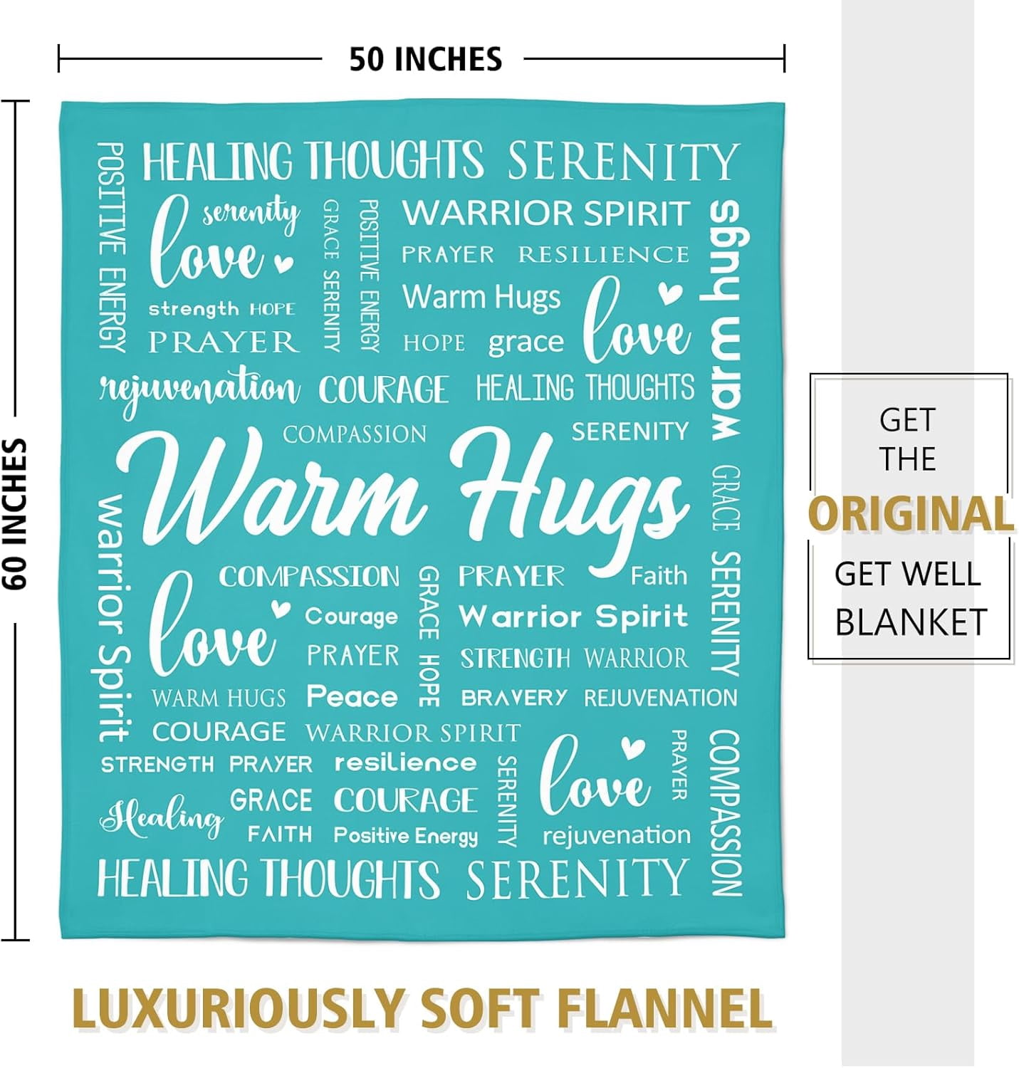 Warm Hugs Healing Blanket - Breast Cancer Gifts for Women, Get Well Soon, Feel Better Gifts for Women Patient, Think of You, Sympathy Gift for Friend Sister, Soft Comfort Throw Blankets 50" x 60"