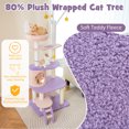 thumbnail image 5 of Amijoy 62" Cute Purple Cat Tree, Multi-level Cat Tower with Sisal Scratching Posts, 3 Pompom Sticks & Dangling Toys, Moon Star Top Perch, 5 of 7