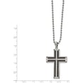 thumbnail image 2 of Solid Chisel Stainless Steel Polished Black IP-plated Laser Cut Cross Pendant on a Ball Chain Necklace - 22", 2 of 5