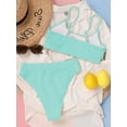 thumbnail image 3 of Hotian Women High Waisted Ribbed Cami Bikini Set Mint Blue XL-US16, 3 of 4