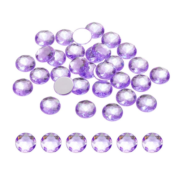 Flat Back Round Acrylic Rhinestones,10mm Light purple Flatback Crystal Rhinestones for Crafts Clothes Shoes DIY 100Pcs