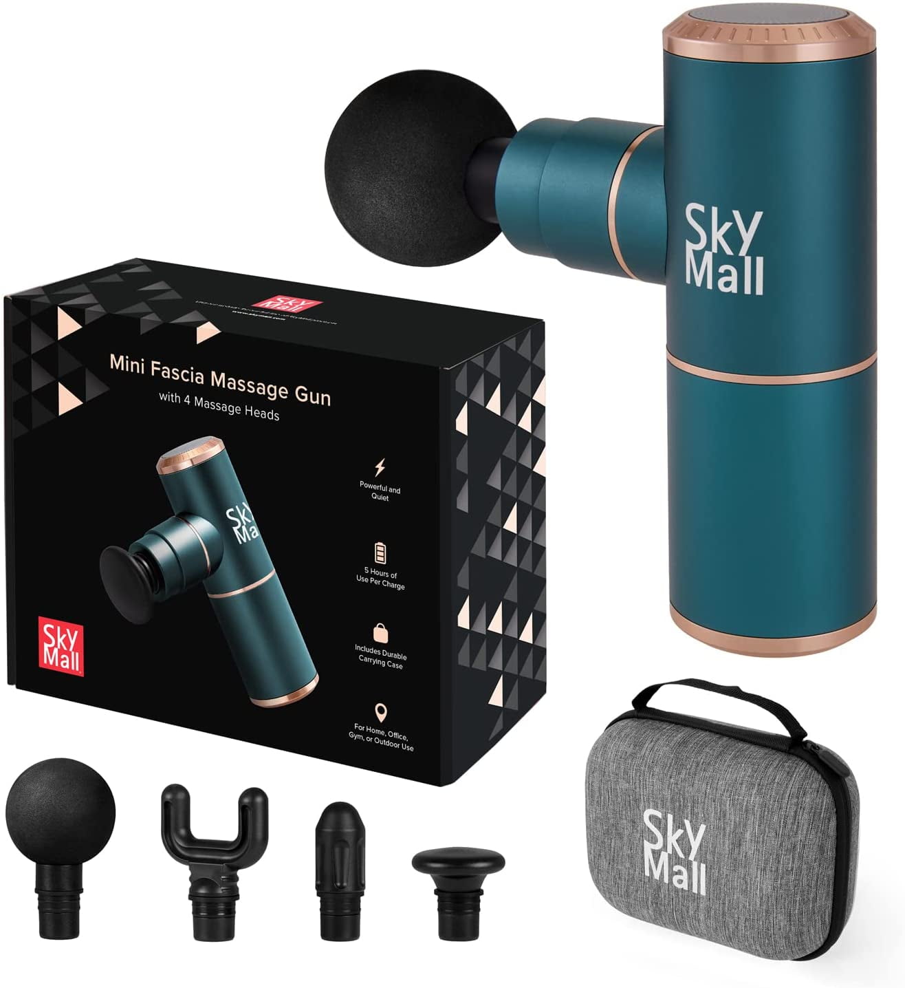 Skymall Mini Muscle Massage Gun Metallic Green Compact Portable Percussive Therapy Muscle