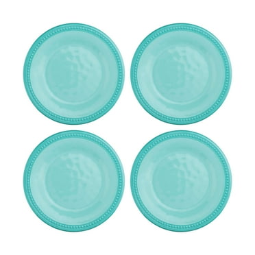 Gourmet Art 4-Piece 6 Inch Melamine Serving Plates Appetizer Plates Dessert Plates (Beaded Aqua)