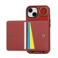 thumbnail image 7 of Wallet Case for iPhone 15, with Wrist Strap 360 Rotating Finger Ring Flip Zipper PU Leather Stand Card Slots Shockproof Drop Protective Phone Cover Girls Women Magnetic Buckle, Red, 7 of 7