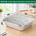 8x8 Inch Square Disposable Aluminum Foil Baking Pans with Lids, 60 Pack ...