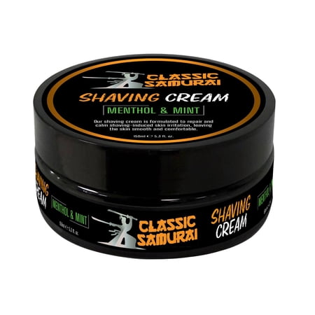 Classic Samurai Shaving Cream, Menthol & Mint, 150ml, Repairs and Calms Skin Irritation