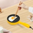 thumbnail image 3 of Compact Electric Skillet, 15cm Round Yellow Pan with Long Handle, Max 356°F Temperature, For Dormitory and Office Use, 3 of 20