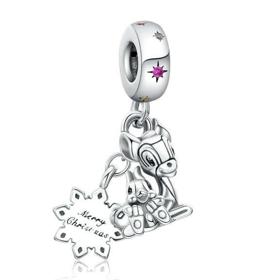 925 Sterling Silver Charm for Bracelets Merry Christmas Dangle Charm Women Bracelet Charm