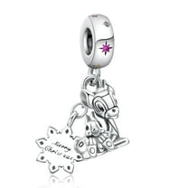 925 Sterling Silver Charm for Bracelets Merry Christmas Dangle Charm Women Bracelet Charm