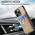 thumbnail image 5 of Carbon Fiber Patterned Case for iPhone 15 Pro, Wallet case with [360°Rotation Ring Kickstand] Credit Card Holder,PU Leather Shockproof Cover Women Men For iPhone 15 Pro, Khaki, 5 of 8