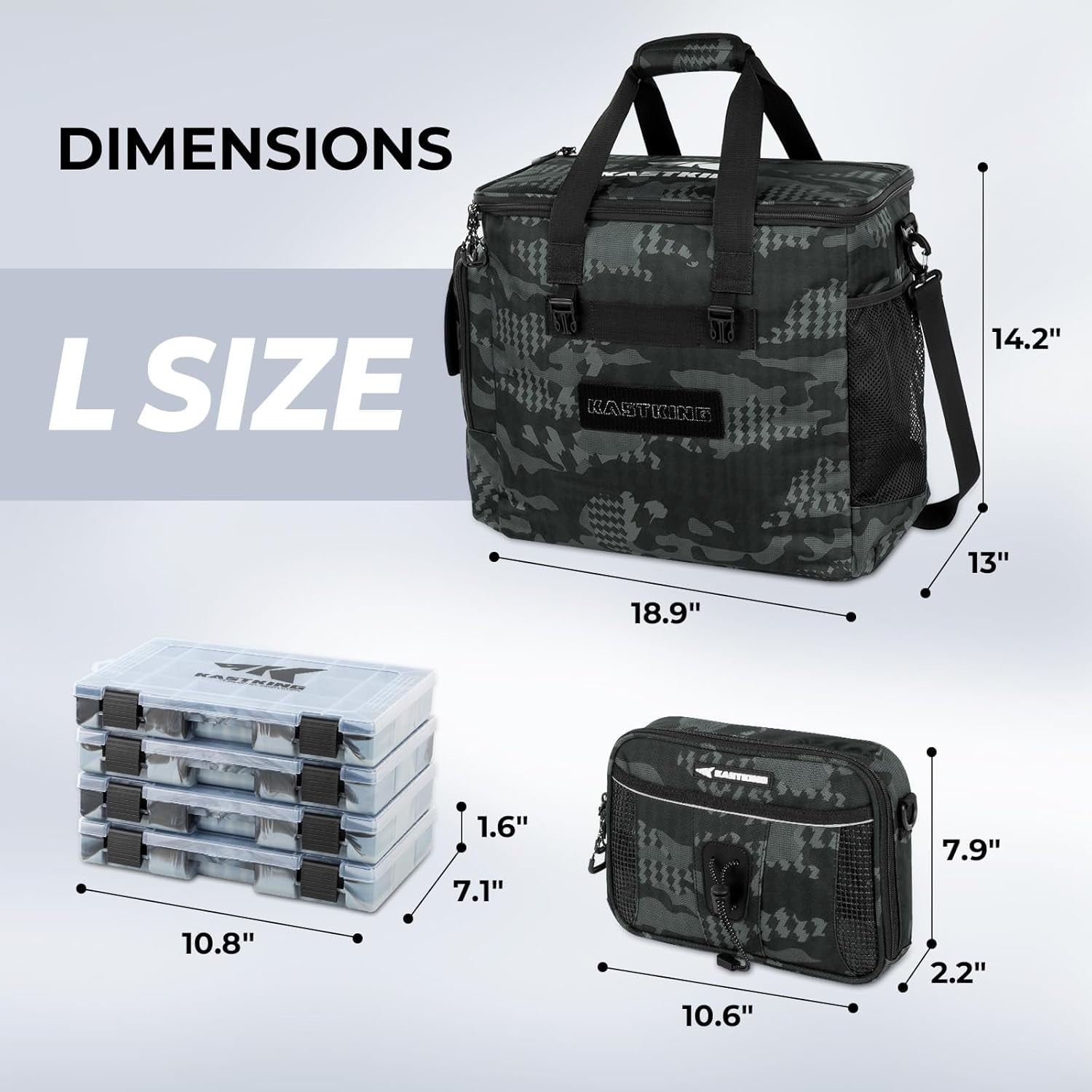 KastKing Fishing Tackle Bag With 4 Tackle Boxes & Removable Bait Binder, Water-Resistant Tackle Storage- BaitSpace