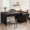 thumbnail image 1 of QinaQin Farmhouse-Style Office Desk with Charging Station and File Drawers | 53.5-Inch Wooden Computer Desk with Built-In USB Ports for An Executive Computer Workspace In a Home Office, 1 of 9