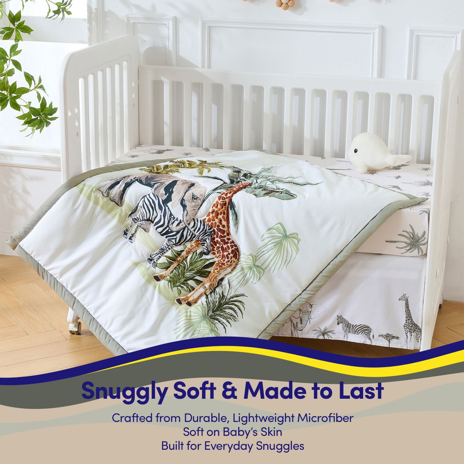 Wild Safari 4-Piece Nursery Baby Crib Bedding Set
