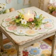 thumbnail image 4 of Easter Egg Wreath Green Plastic Little Flower Spring Candle Ring for Home Table Decor, 4 of 8