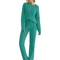 thumbnail image 3 of Women's Casual Pajama Set Fuzzy Knitted Long Sleeve Pj Loungewear,Green,XS, 3 of 8
