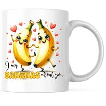 Bliss Monkey Co. I Am Bananas About You Coffee Mug - Funny Punny Cute Puns Jokes - 11 Ounce Coffee Mug - Microwave & Dishwasher Safe - White Handle & Interior - Printed On Both Sides - BMCM01056