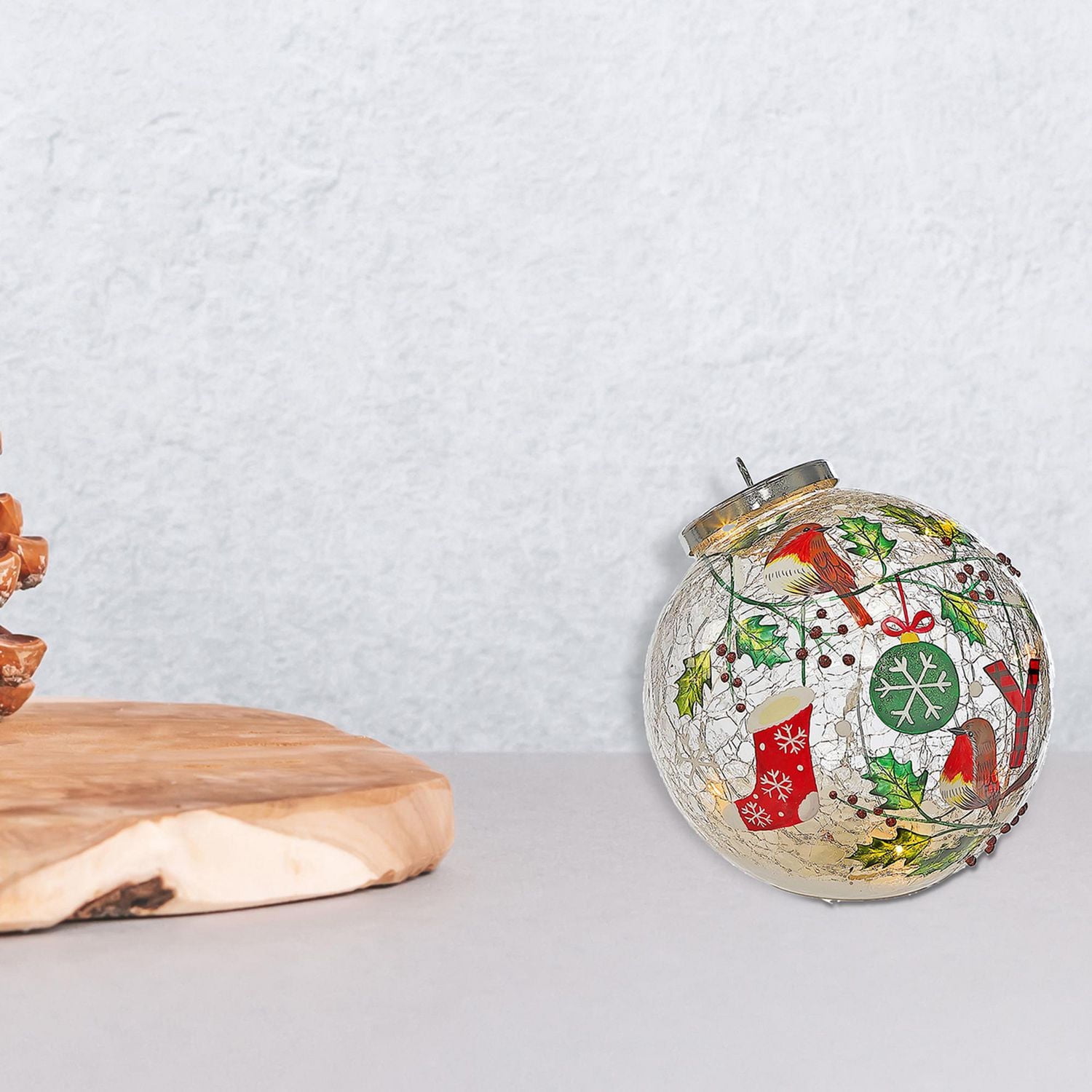 Joy Décor Ornement De Verre Craquelé À La Led De Noël Joy