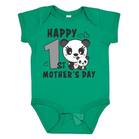 

Inktastic Happy First Mothers Day with Panda Bears Gift Baby Boy or Baby Girl Bodysuit