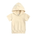 thumbnail image 5 of Wdgfv Boys Summer Casual Outfits Two Piece Set with Hooded Short Sleeve Tee and Comfortable Long Pants for Toddler Kids Beige 12-24 Months, 5 of 6