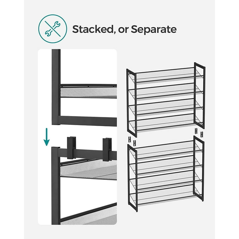 SONGMICS Shoe Rack 8 Tier Tall Shoe Storage Organizer, Sturdy Metal Narrow  Shoe Rack Shelf for Closet Entry Small Space, Slim Shoe Stand Holder for  16-24 Pairs, Stackable Vertical Shoe Tower
