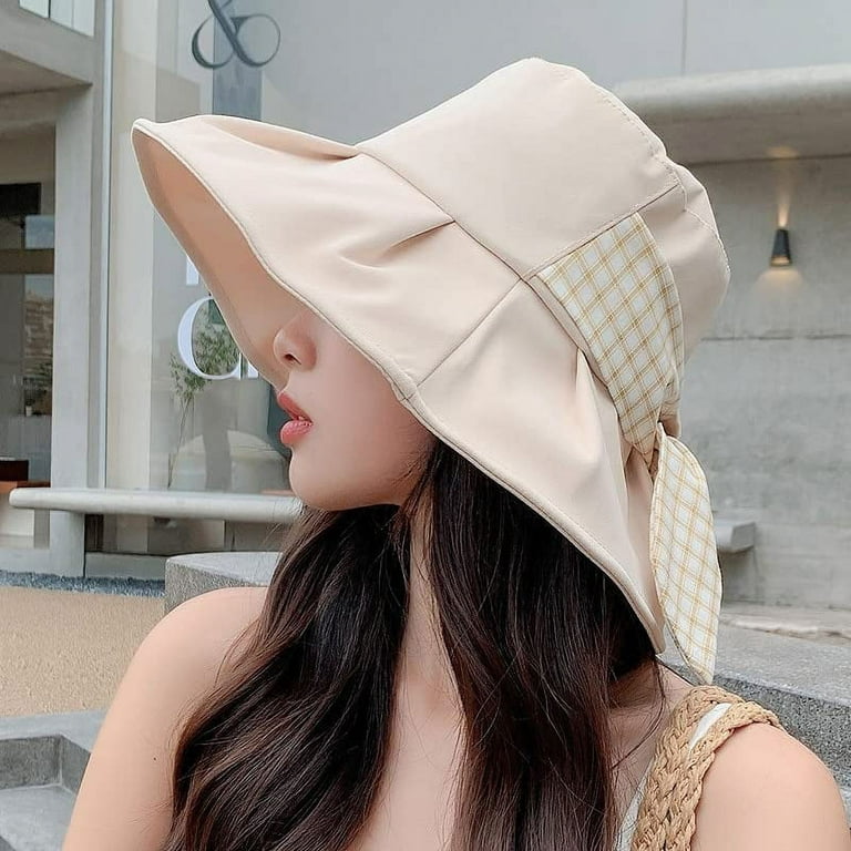 CoCopeaunts Women Summer Spring Bucket Hat for Women Korean Anti-UV Brim  Fisherman Cap Foldable Sunscreen Cotton Outdoor Beach Sun Hat (01) 