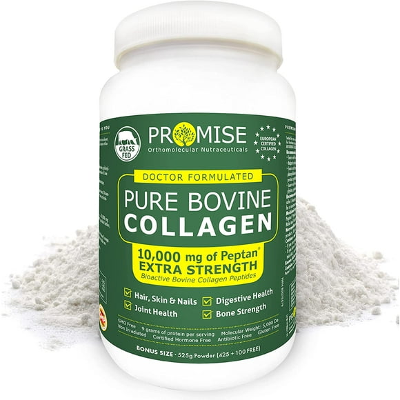 Pure Bovine Collagen, 525gm Hydrolyzed Peptides- Unflavored, Grass-Fed, Non-GMO, Gluten-Free