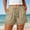 Khaki women plus size shorts a1, variant on Cagogo Women Cotton Linen Plus Size Shorts Elastic Waist Shorts with Pockets Casual Solid Loose Vacation Beach Travel Trousers, Dark Gray 3XL
