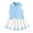 thumbnail image 5 of xfsWaSs Little Girls Clothes Toddler Outfit Sleeveless Polo Shirt Summer Tank Tops Pleated Skirt 2 Piece Set Preppy Style Kids Clothing Sets 6-7 Years, 5 of 6