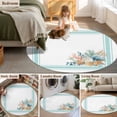 thumbnail image 5 of Large Round Rug 8Ft Washable Non-Slip, Aqua Coastal Circle Area Rugs for Living Room Bedroom, Nautical Seashells Coral Leaves Stripes Indoor Floor Mats Carpet Runner for Home Decor, 5 of 8