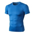 thumbnail image 1 of Men PRO Fitness Short-sleeved Sportswear Running Training Blouse High-elastic Sweating Quick-drying T-shirt,Blue, 1 of 2