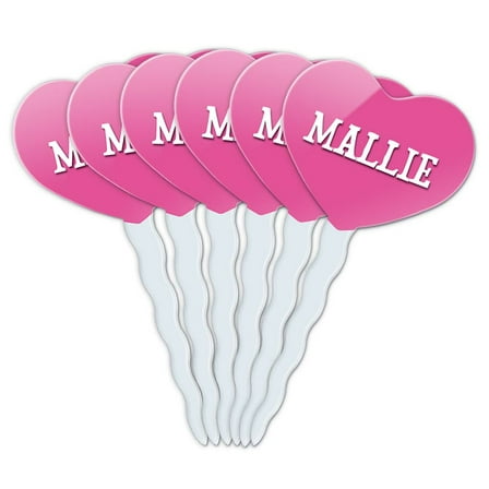 Mallie Heart Love Cupcake Picks Toppers - Set of 6