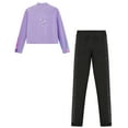 thumbnail image 5 of Alvivi Kids Girls 2 Pieces Figure Skating Gymnastics Tracksuit Long Sleeve Full Zip Jacket and Leggings Set Purple 16, 5 of 6
