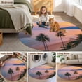 thumbnail image 6 of Summer Beach Sunset Landscape Round Area Rugs 3 ft, Coastal Ocean Palm Tree Cloud Sky Wave Washable Small Area Rug with Non-Slip Sturdy Edge Binding Round Front Door Mat Floor Carpet for Entryway, 6 of 9