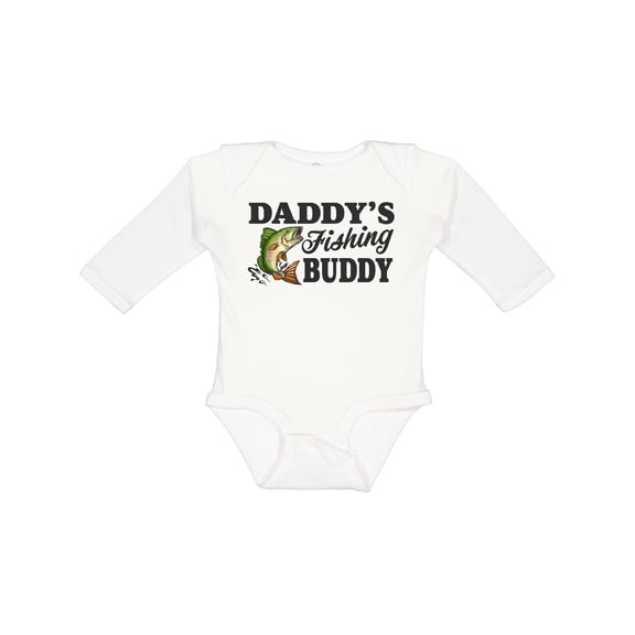 Inktastic Daddy's Fishing Buddy Boys Long Sleeve Baby Bodysuit