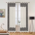 thumbnail image 2 of Black Cream Greek Key Kitchen Curtains 84 Inch Length, Geometric Greece Ancient Rustic Grommet Top Bedroom Living Room Curtains, Light Filtering Cafe Curtain Drapes 2 Panels Set 84''x84'', 2 of 9