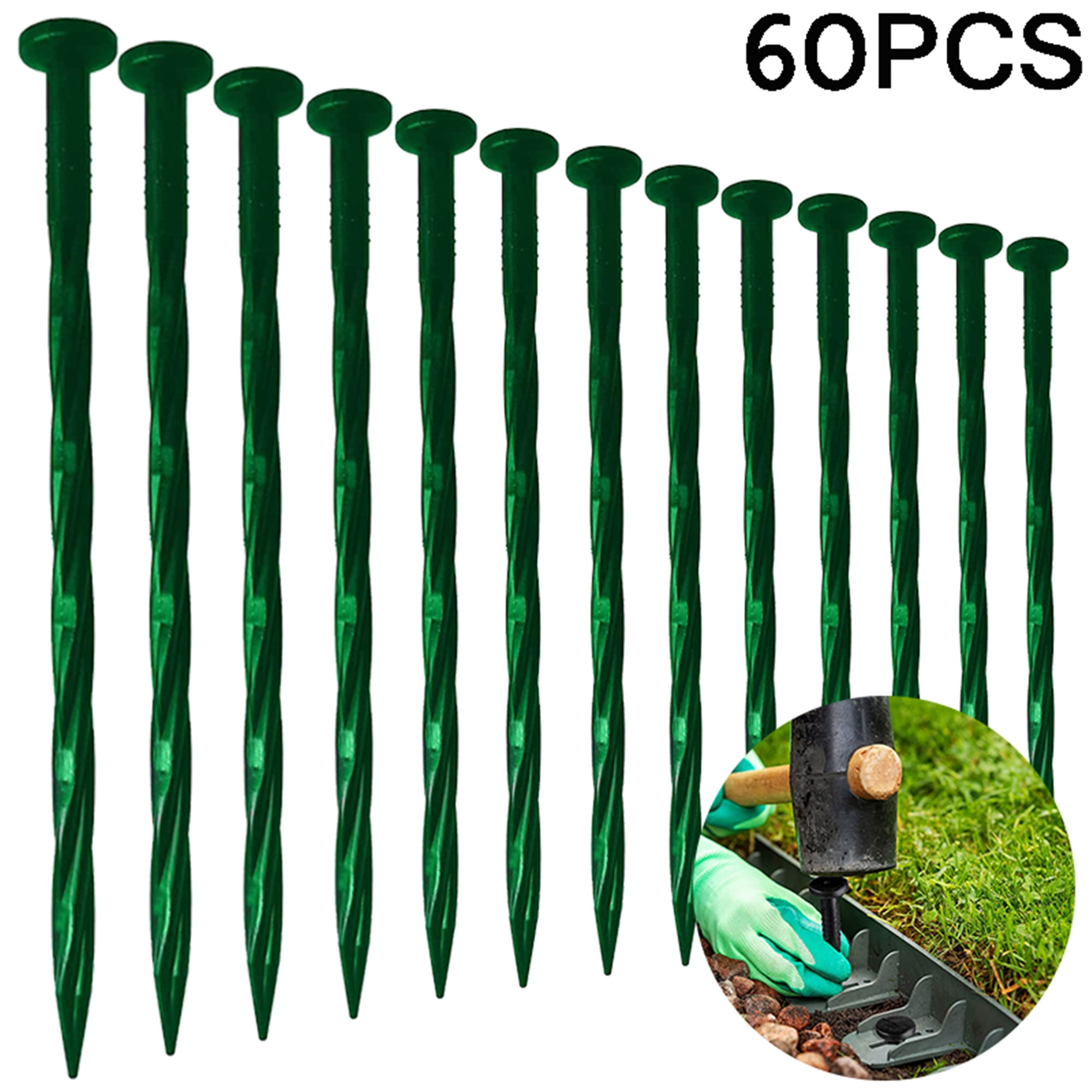Plastic Edging Stakes, Elbourn 60Pcs 8Inch Landscape Edging Anchoring