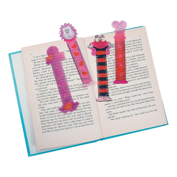Fun Express - Valentine Character Ruler Bookmark for Valentine's Day - Stationery - Bookmarks - Bookmarks - Valentine's Day - 48 Pieces