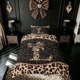 thumbnail image 2 of meiyoeat Brown Ribbon Initial L Twin Duvet Cover for Girls, Leopard Print Polka Dots Twin Bedding, Black Reversible, 2 Pieces, 1 Duvet Cover and 1 Pillowcase, 2 of 6