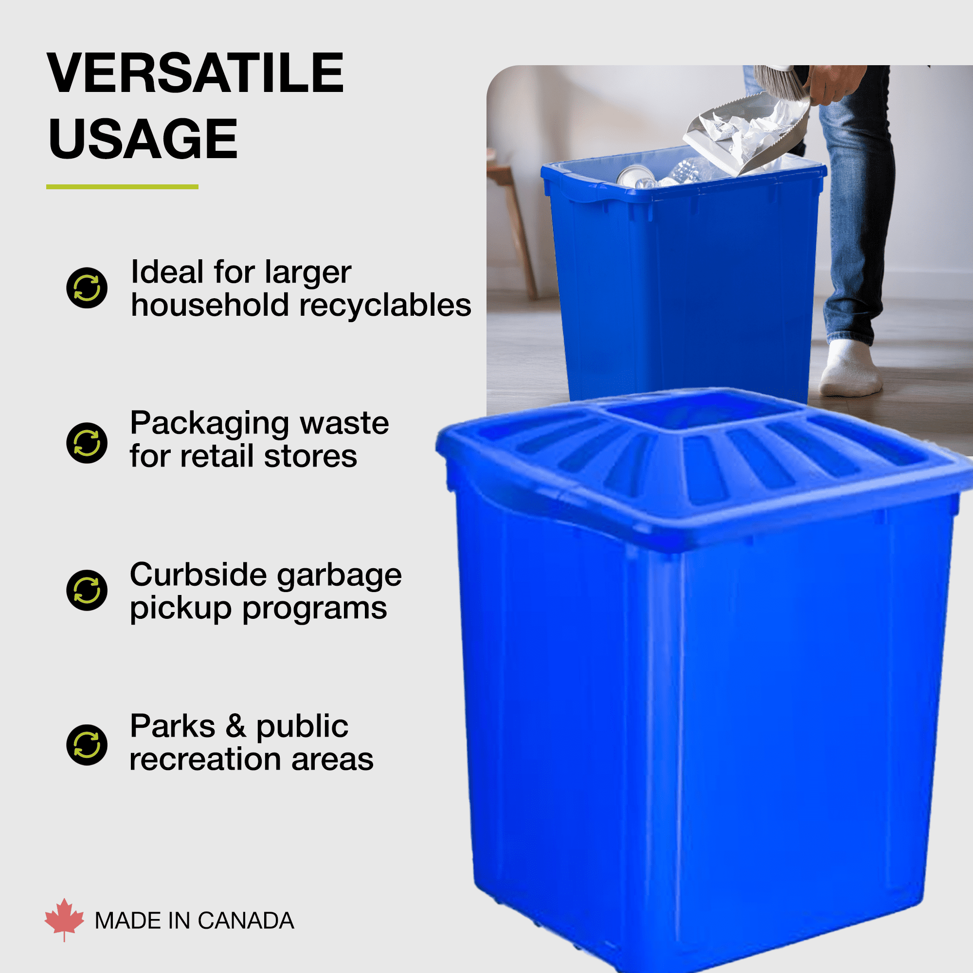 Nova Products 22 Gallons (83L) Recycling Bin - Durable Plastic