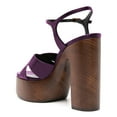 thumbnail image 3 of FSJ Women Graceful Round Open Toe Chunky High Heel Platform Sandals Ankle Strap Buckle Comfortable Prom Party Brunch Dress Shoes Size 15 Purple, 3 of 4