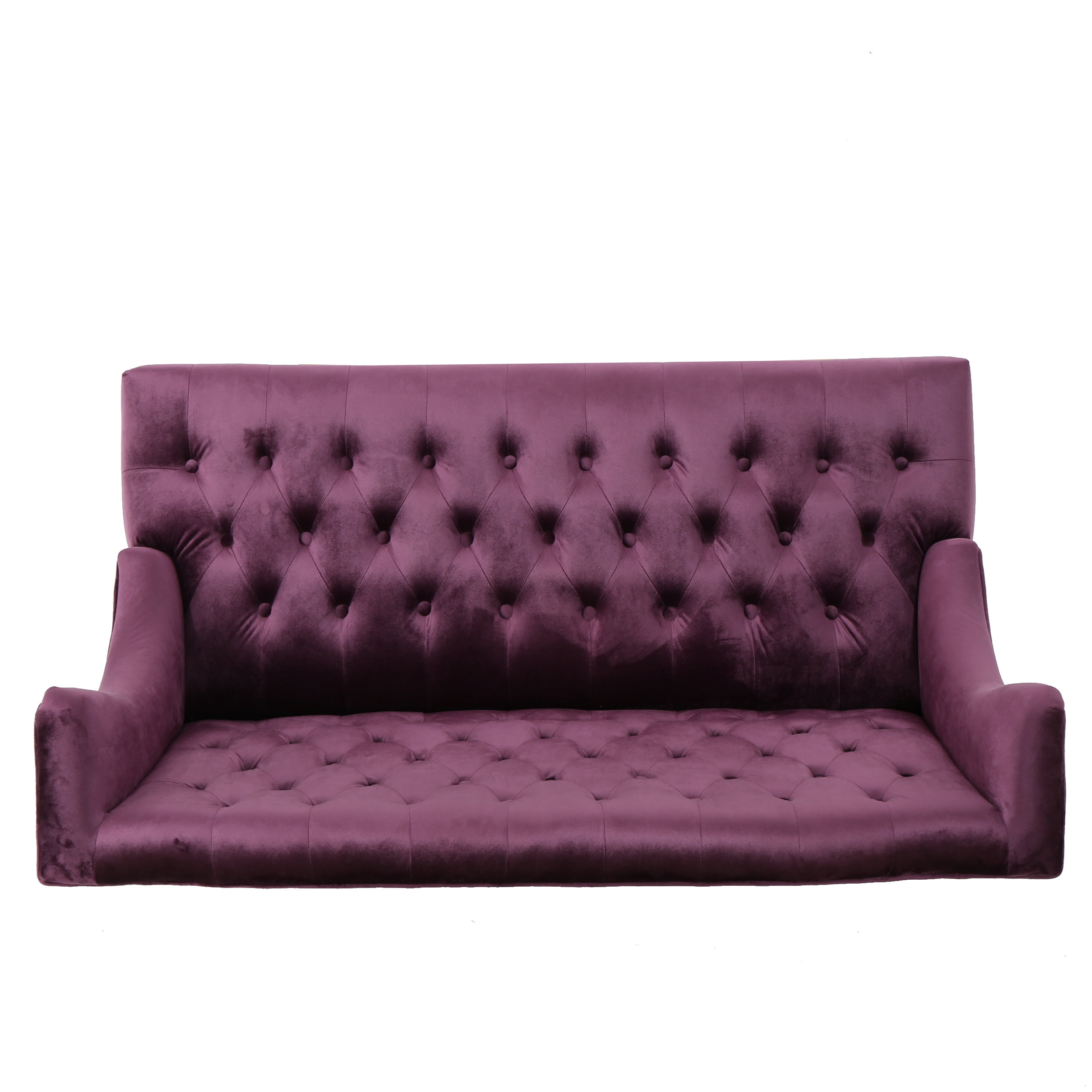 Noble House Lawrence Button Tufted Velvet Loveseat, Raisin