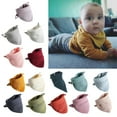 thumbnail image 2 of 5Pcs Baby Bibs Muslin Cotton Stuff Button Soft Triangle Saliva Towel Burp Cloth Feeding Drool Bibs, 2 of 6