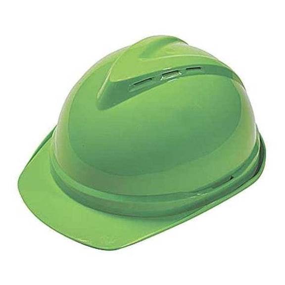 Hard Hat, V-Gard 500, Polyethylene, 6 Point Ratchet, Type 1, Class C, Bright Green