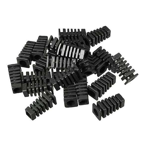 25Pcs 7mm Inner Dia Square Strain Relief Cord Boot Protector Sleeve Black