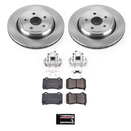 PowerStop Rear Stock Replacement Brake Pad and Rotor Kit with Calipers Fits: DODGE Select Models KCOE8758